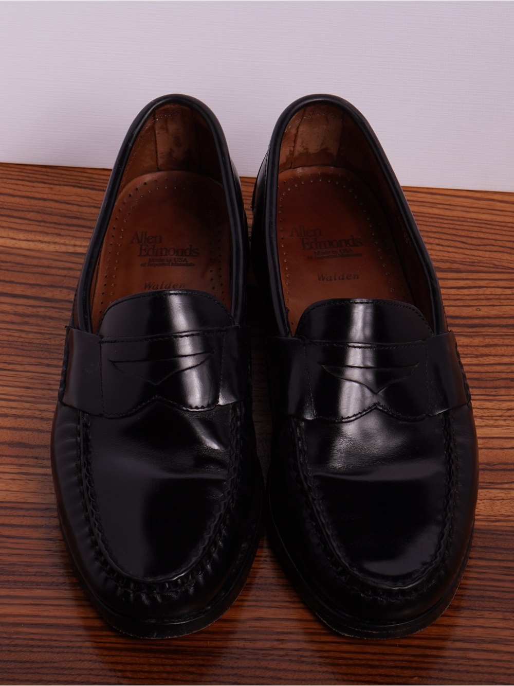 Black leather loafers